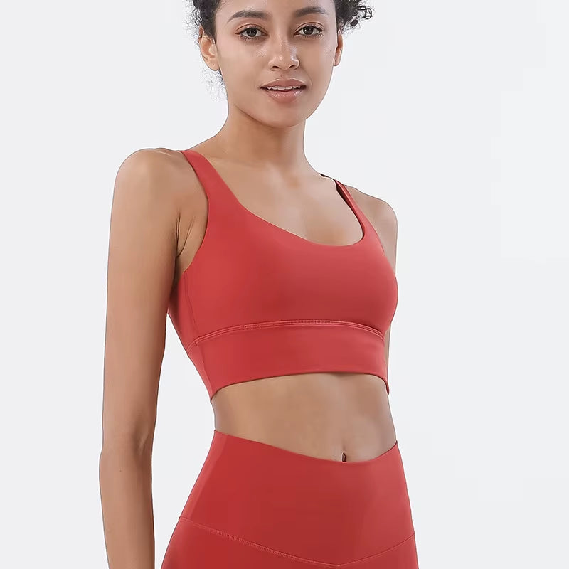 Nylon Yoga Bra Women'S Bra Women'S Tube Top Breathable Sports Top Sexy Bralette Solid Push up Top Women 7 Colors