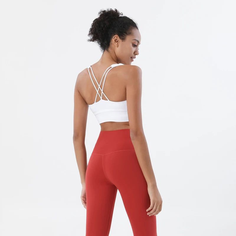 Nylon Yoga Bra Women'S Bra Women'S Tube Top Breathable Sports Top Sexy Bralette Solid Push up Top Women 7 Colors